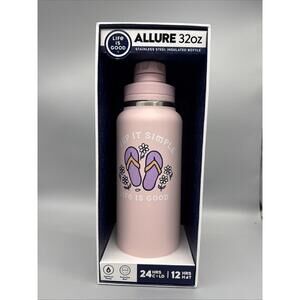 Life is Good 32 oz. Allure Water Bottle Multicolor Pink Keep it Simple Flipflops